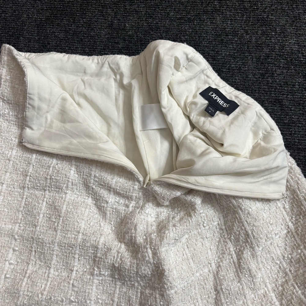 Express Cream Skirt with Fringed Hem - Picture 6 of 6